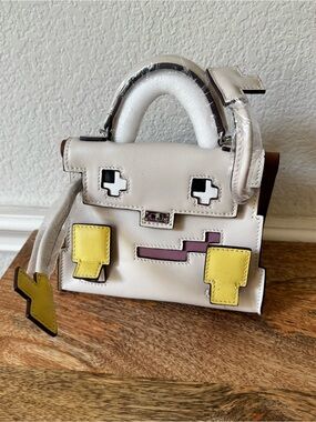 LEATHER INSIDE & OUT | Nata White Yellow Mini Doll Picto Face Bag Crossbody